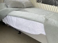 Queen Bed, Desk, Desk chair, Beanbag, Suitcase, Suitcase, Ottoman benc...