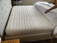 Double mattress Foam Rollable, Draws, Cane basket With items inside, C...
