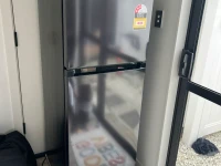 Queen bed and matress, Fridge