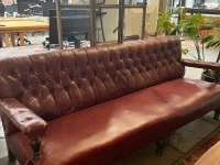 Big Leather Couch, Long Wood Table, Long Wood Table