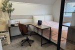 Queen bed and mattress, L shaped desk and office chair, Book shelf, 3 ...