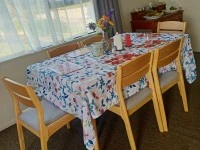 Double bed, lounge, dinning room, fridge, washing machine, tv