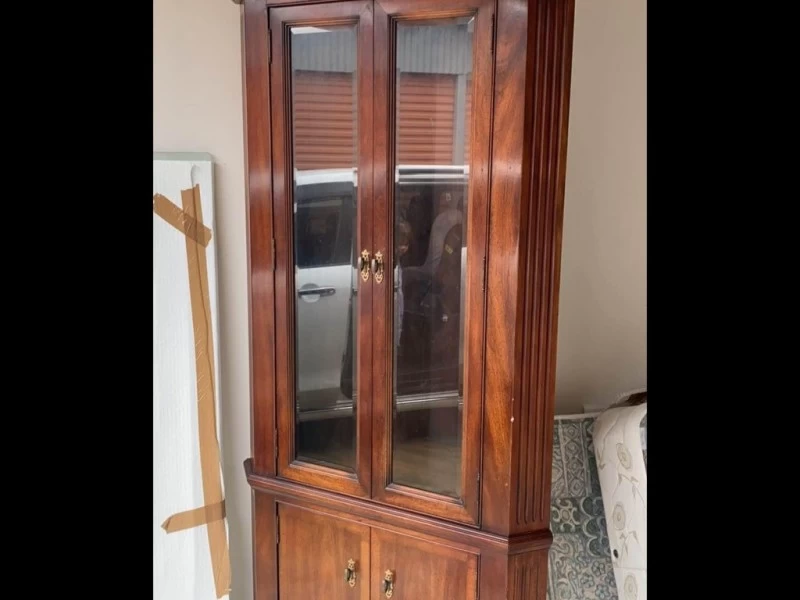 Hardwood & Glass Display Cabinet - Top and Bottom can be separated, Co...