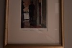 Small arm chairs x 2, Hall runner rug x 1, Framed artworks x 2