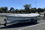 5.2m Chincoteague Skiff, wooden sailing boat on trailer.