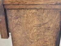 Georgous oak dressing table with beveled mirrors.