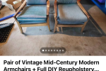 2 x arm chairs with extra foam cushions