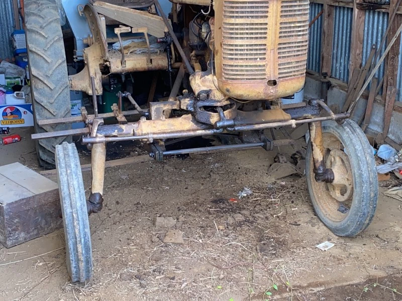 2x vintage tractors & a walk behind rotary Hoe