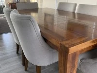 Dining table and 6 chairs, 6 upholstered dining chairs