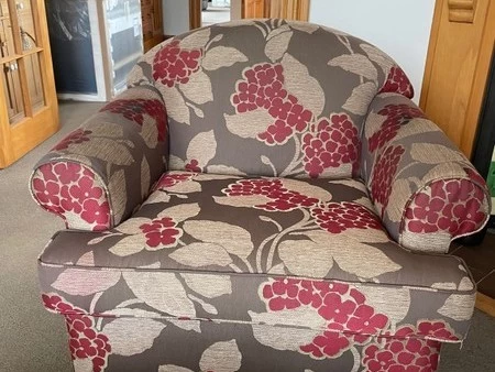 Red botanical armchair