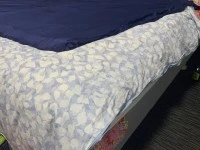Queen Bed and base, Bean Bag, Light, Box of kitchen items, Wheely Chai...