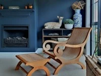 Stunning British Colonial Teak & Cane Plantation Chair and Footstool