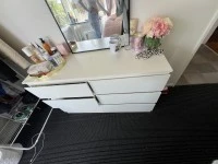 Drawers, Desk, Double bed, Bed frame underneath and headboard for doub...