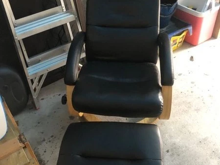 Black recliner & footstool