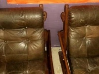 Wood - Leather chairs  each