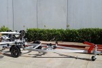 Empty alloy boat trailer