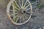 Wooden wagon wheel with steel rim