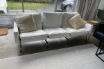 Retro modernist designer White leather couch from homage 3 seater mode...