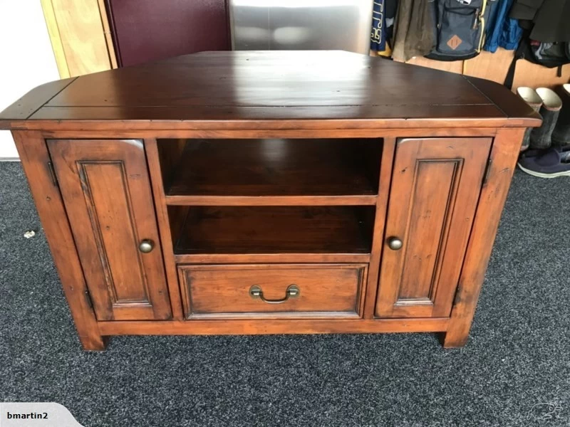 Stained pine TV cabinet