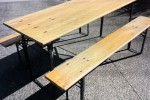 German beer table & benches, folded down, x2