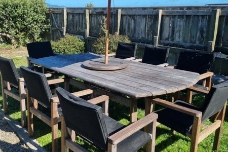 Kwilla outdoor 8 seater dining table and chairs