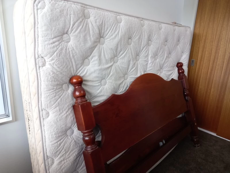 Queen bed frame and mattress