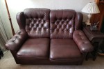 2 x Leather buttoned couches approx 1470 wide x 900 high x 1000 deep