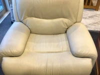 Three seater white leather lazy boy couch, Single seater white leather...