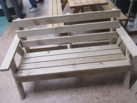 Shed made "jack and jill" garden bench