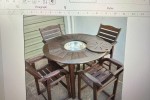 Round Kwila Bar Table seats 4, 4 bar stools