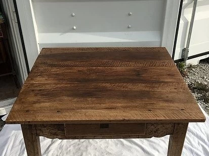 French Square Walnut Kitchen Table or Desk