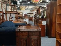 Vintage oak sewing machine and table