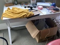 Queen bed, Armchair, Armchair 2, Desk