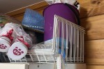 Desk, Picture, Fan, Plant, 2 x Boxes of stuff, Kitchen pots and pans -...