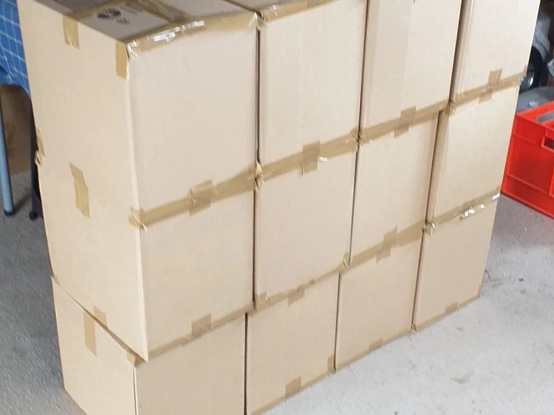 13 cardboard boxes