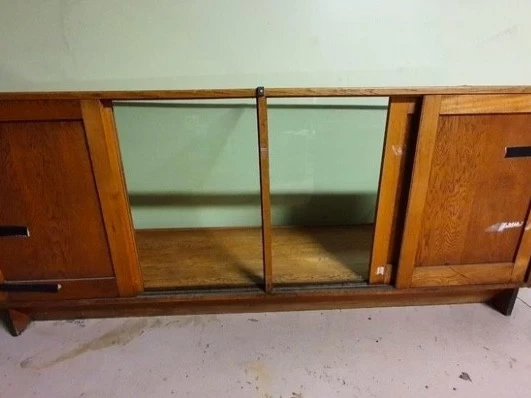 Oak and Glass Display Cabinet