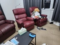 3 Seater Couch, 2x Recliner Chairs, Queen Bed base + mattress, Fridge/...