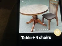 Round Dining table and 4chairs table top separate from the pedestal