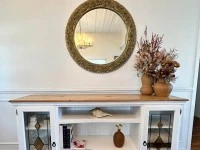 Large wooden & glass sideboard