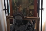 HEAVY Standing mirror,   screen,  mirror,  wooden statue together as 1...