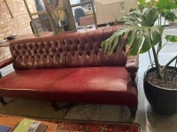 Big Leather Couch, Long Wood Table, Long Wood Table