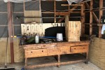 Outdoor Table and bench chairs, Workbench, Bookshelf, Cabinet 1/2, Cab...