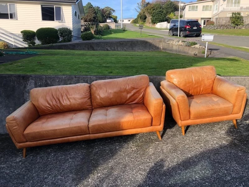 Leather couch and matching armchair