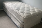 Queen bed and base, single bed with trundler