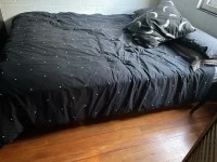 Queen mattress and bed wooden slate frame