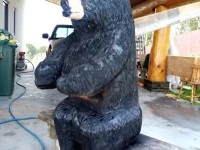 2 carved black bears