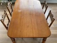 Restored Kauri Dining Table + 4 Chairs