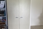 Cabinets (7), washing machine, dryer, shed