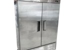 Second-hand Double Solid Door Freezer on castors