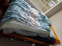 Double bed, can be dismantled by the owner, Small chest of drawers, Sh...
